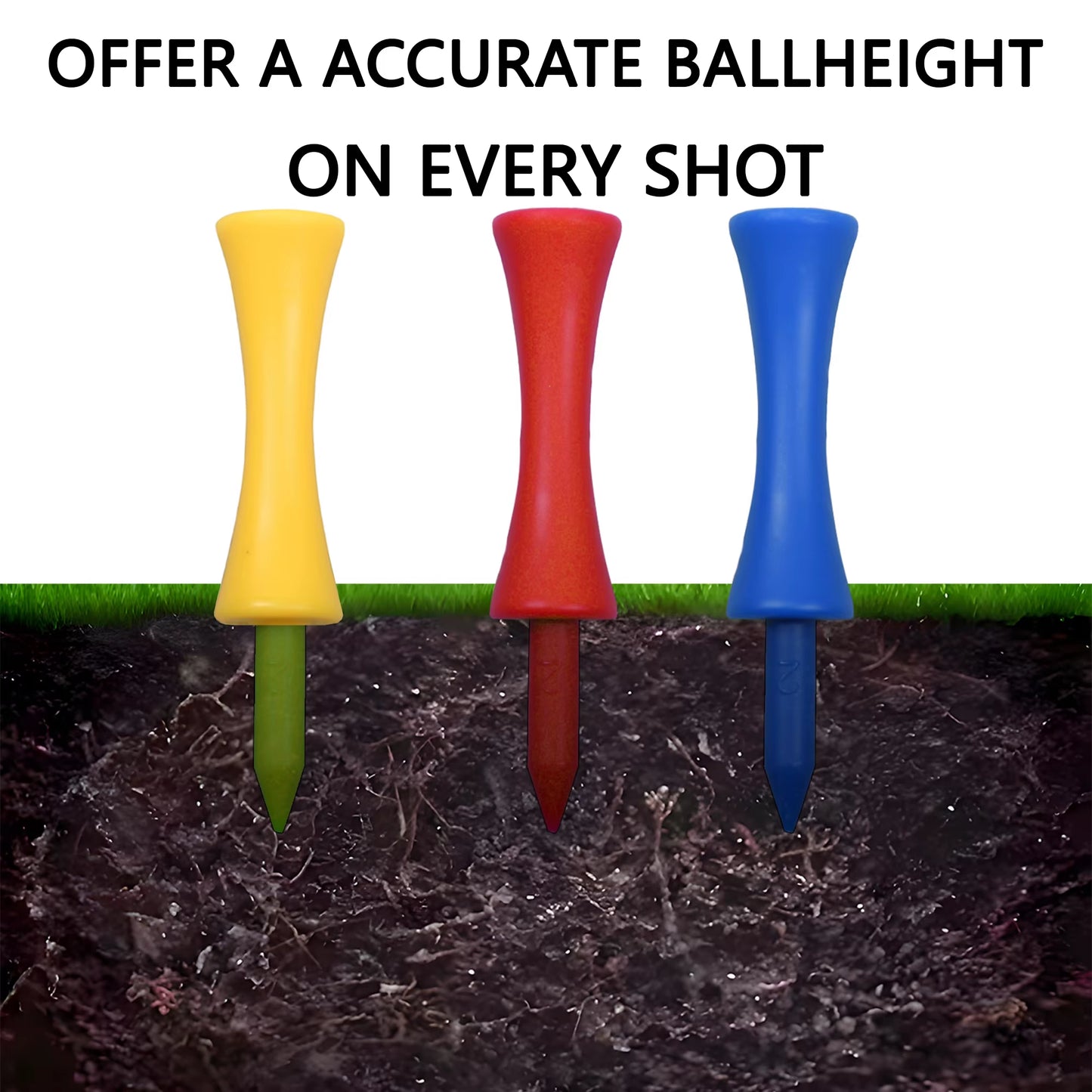 50-Piece Professional 59mm Golf Tees - Premium Golf Practice Accessories and Plastic Ball Holders